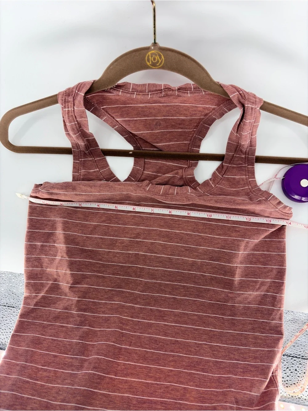 Lululemon Love Tank Top - Short Serve Stripe Heathered Spiced Chai White